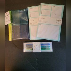 LOT OF 4 Noted by Post-It.  Teal Planner Notes, Set of 3 Pens, Pen Pouch. New.
